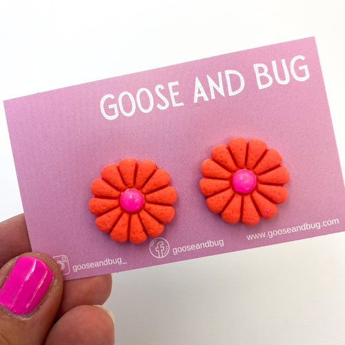 Petal Flower Studs - Tangy Orange