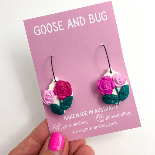 On A Bed of Roses - Hoop Dangles